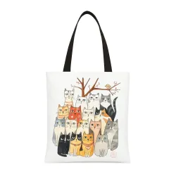 Bolso de mano con estampado colorido de gatos